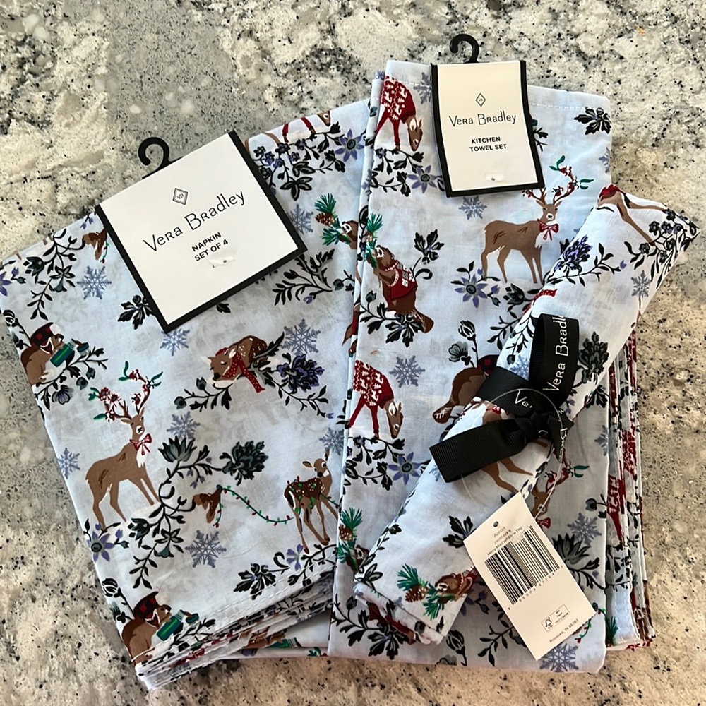 Vera Bradley Napkin, Kitchen Towels, and Apron Set